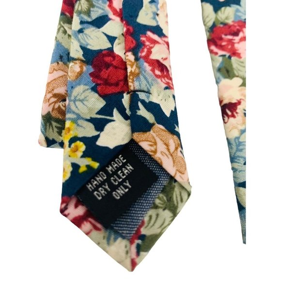 Jeslang Floral 59" Cotton Skinny Necktie Men's Tie 2.5" Wide - Picture 3 of 4
